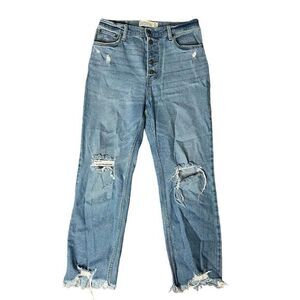 Abercrombie & Fitch Ultra High Rise Ankle Straight Jeans Sz 29 Distressed Ripped